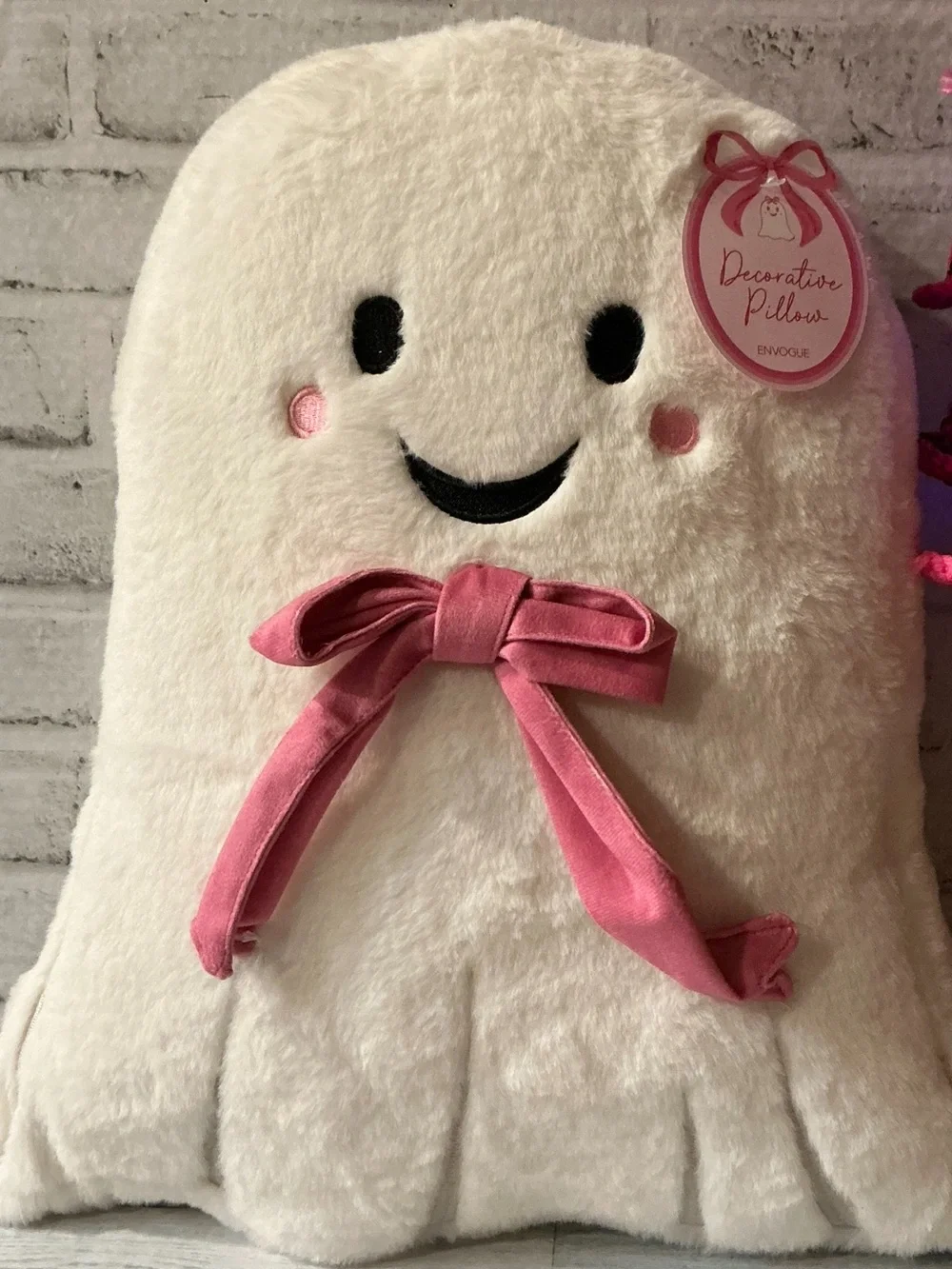 ENVOGUE 18x16 Ghost With A Pink Bow Halloween Pillow